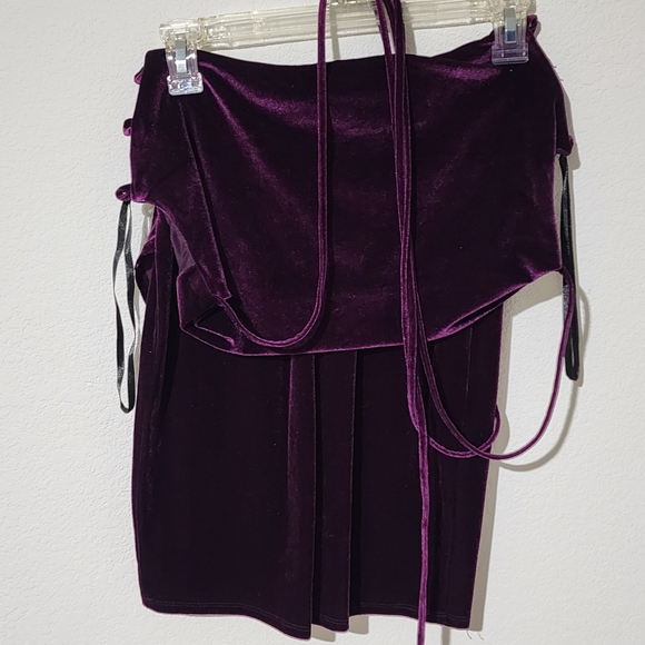 B Darlin Strapped Back Tied Deep Plum Dress Size 3/4 With Front Slit - Picture 8 of 8